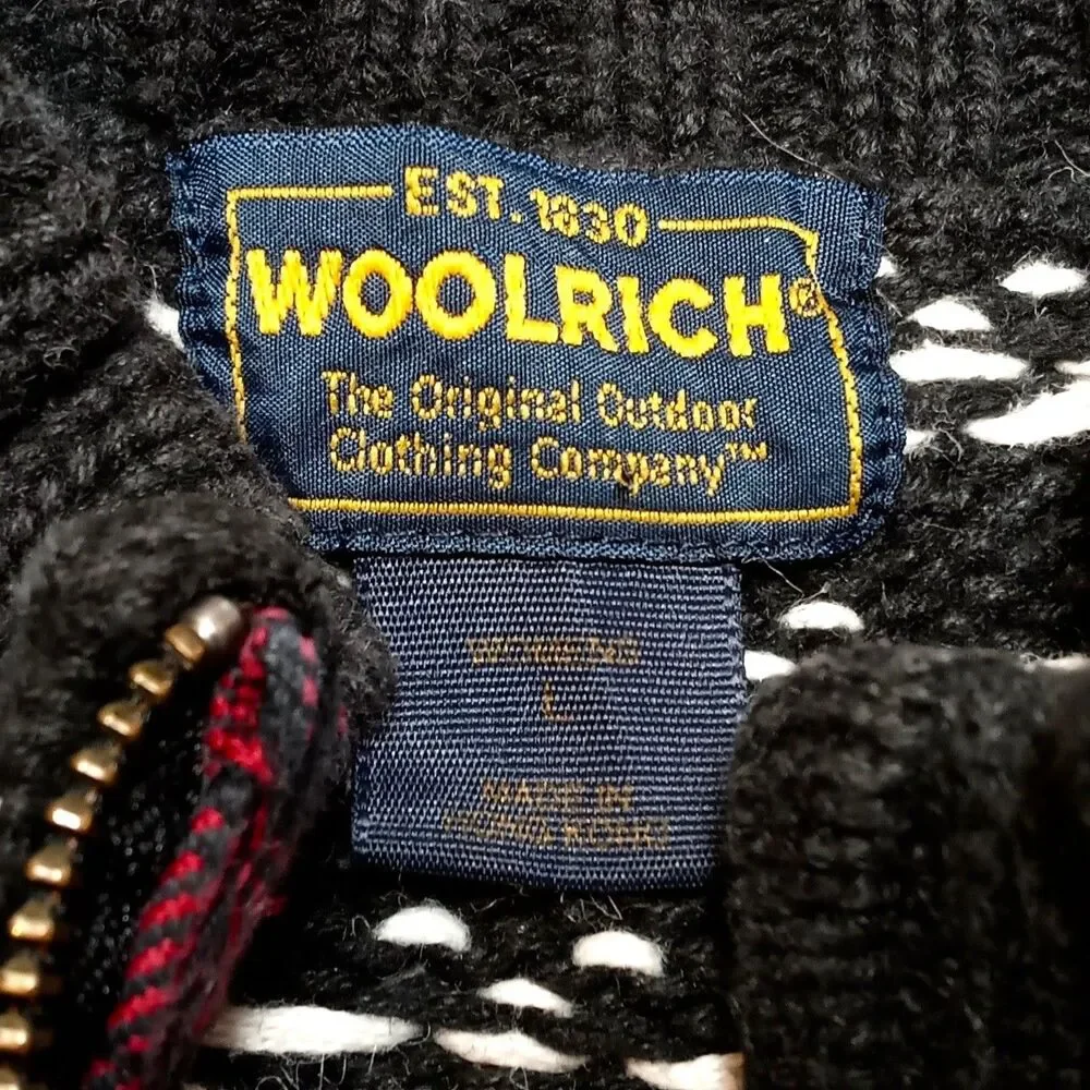 Vintage Woolrich Womens Sweater LARGE Reindeer Christmas Holiday Nordic Cardigan
